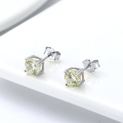 Birthstone Earrings for Women Solitaire Round Cubic Zirconia Sterling Silver Ginger Lyne Collection