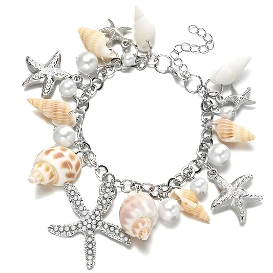 SeashellCharmBraceletforWomenbyGingerLyneGoldPlatedPearlsStarfishandShells_Silver-1