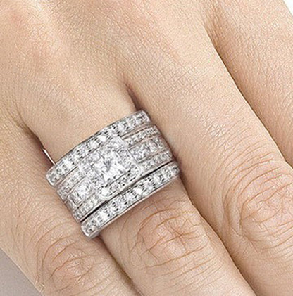 Taylor Bridal Set Halo 3pc Engagement Ring Bands Cz Women Ginger Lyne Collection