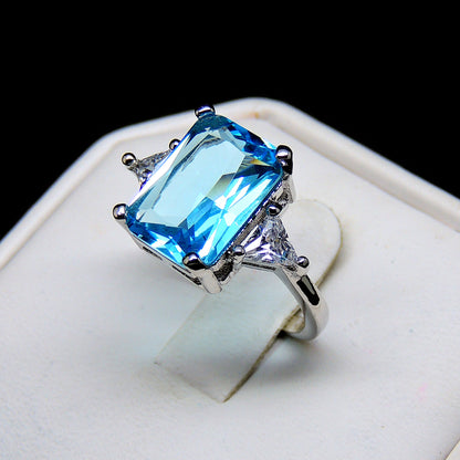 Myriam Statement Ring Created Emerald Blue Topaz Womens Ginger Lyne Collection Size 9