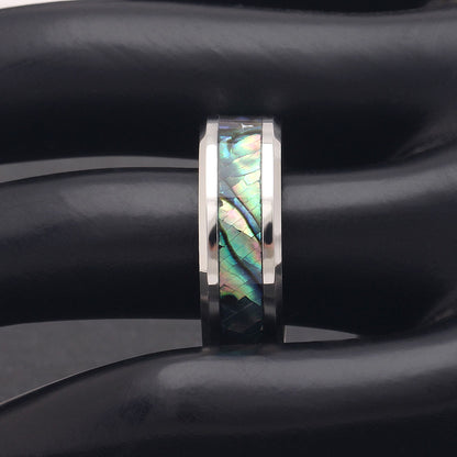IndigoWeddingBandRing8mmStainlessSteelMensWomensGingerLyneCollection_Silver-4