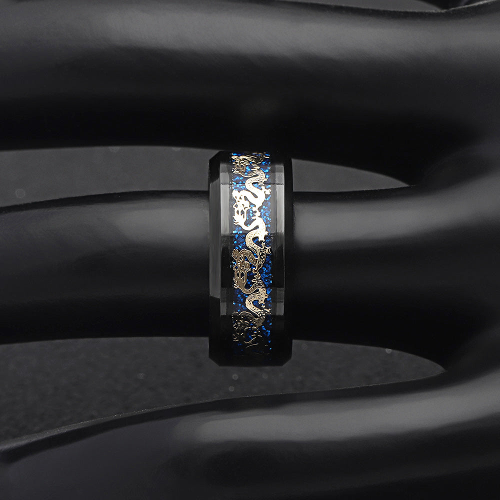 Dragon Black Stainless Steel Mens Womens Wedding Band Ring Ginger Lyne Collection