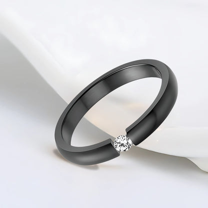 WeddingBandRingforWomenorMenBlackStainlessSteelCrystalGingerLyneCollection_Black-3