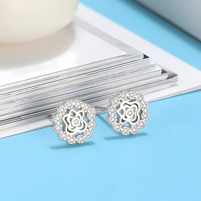 CelticStudEarringsforWomenSterlingSilverClearCzWomensGingerLyneCollection_Silver-4