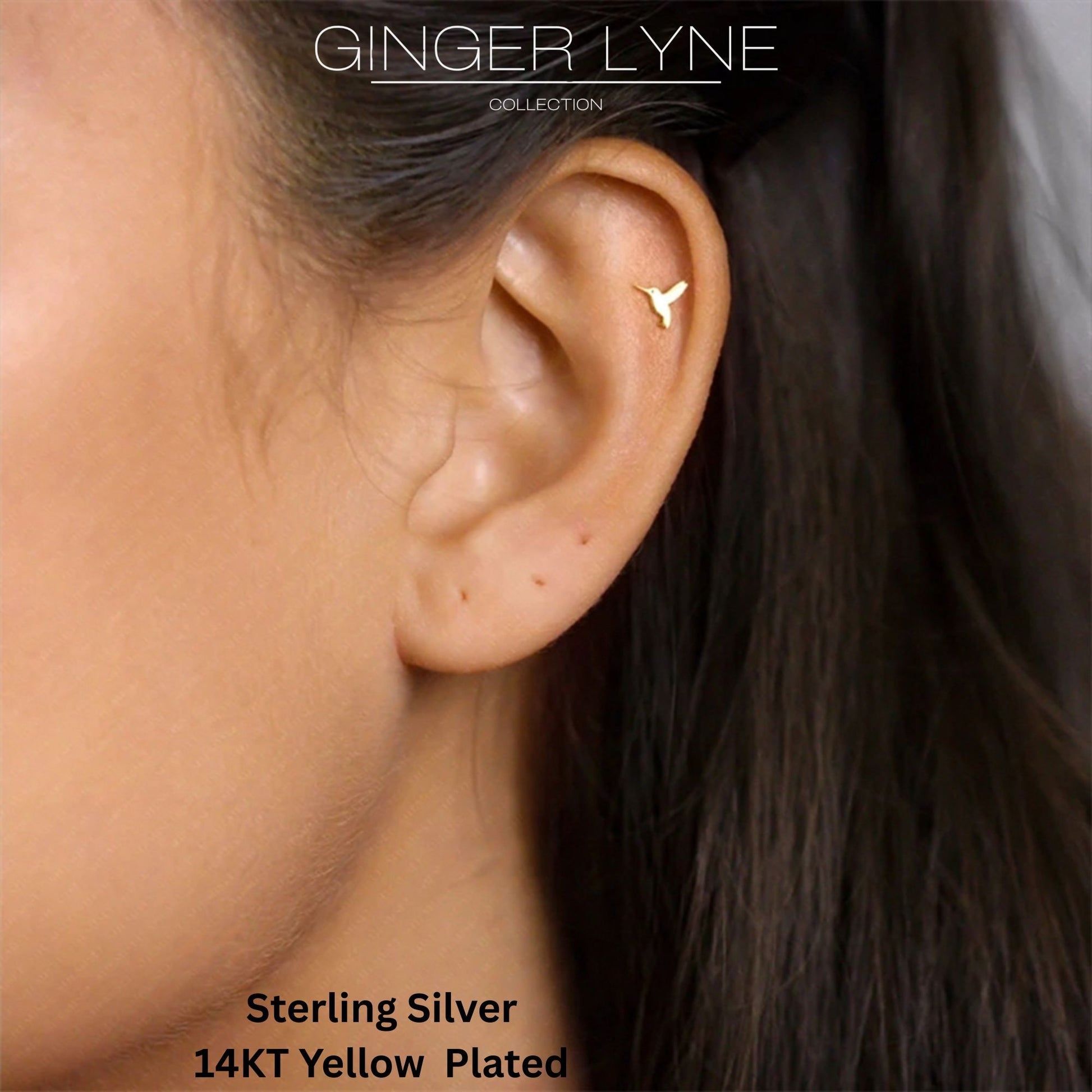 HummingbirdFlatBackEarringsforCartilageHelixTragusLobe14ktGoldPlatedSterlingSilverPairbyGingerLyne_Gold-4