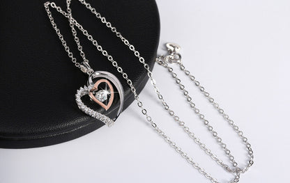 Heart Swinging Stone Necklace for Women Rose Sterling Silver Cz Ginger Lyne Collection