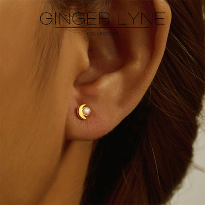 MoonFlatBackOpalEarringsforCartilageHelixTragusLobe16gGoldoverSterlingSilverStudsPairbyGingerLyne_White-5