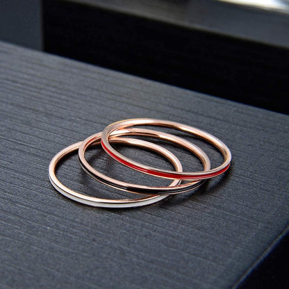 3-Ring Wedding Band Set for Women Rose gold Sterling Silver Ginger Lyne Collection Size 7