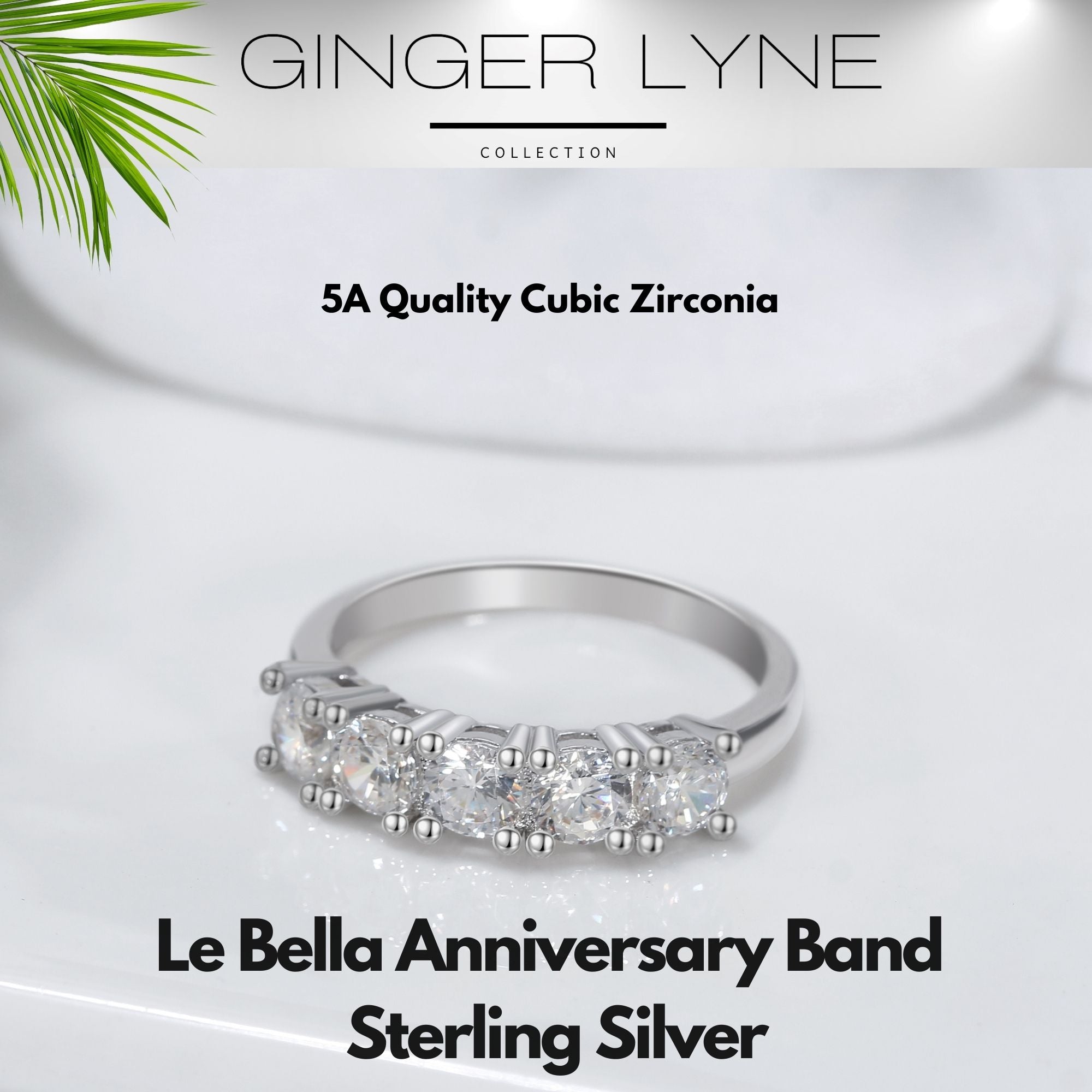 Le Bella Anniversary Ring for Women Wedding Band Ring Cz Sterling Silver by Ginger Lyne - 10