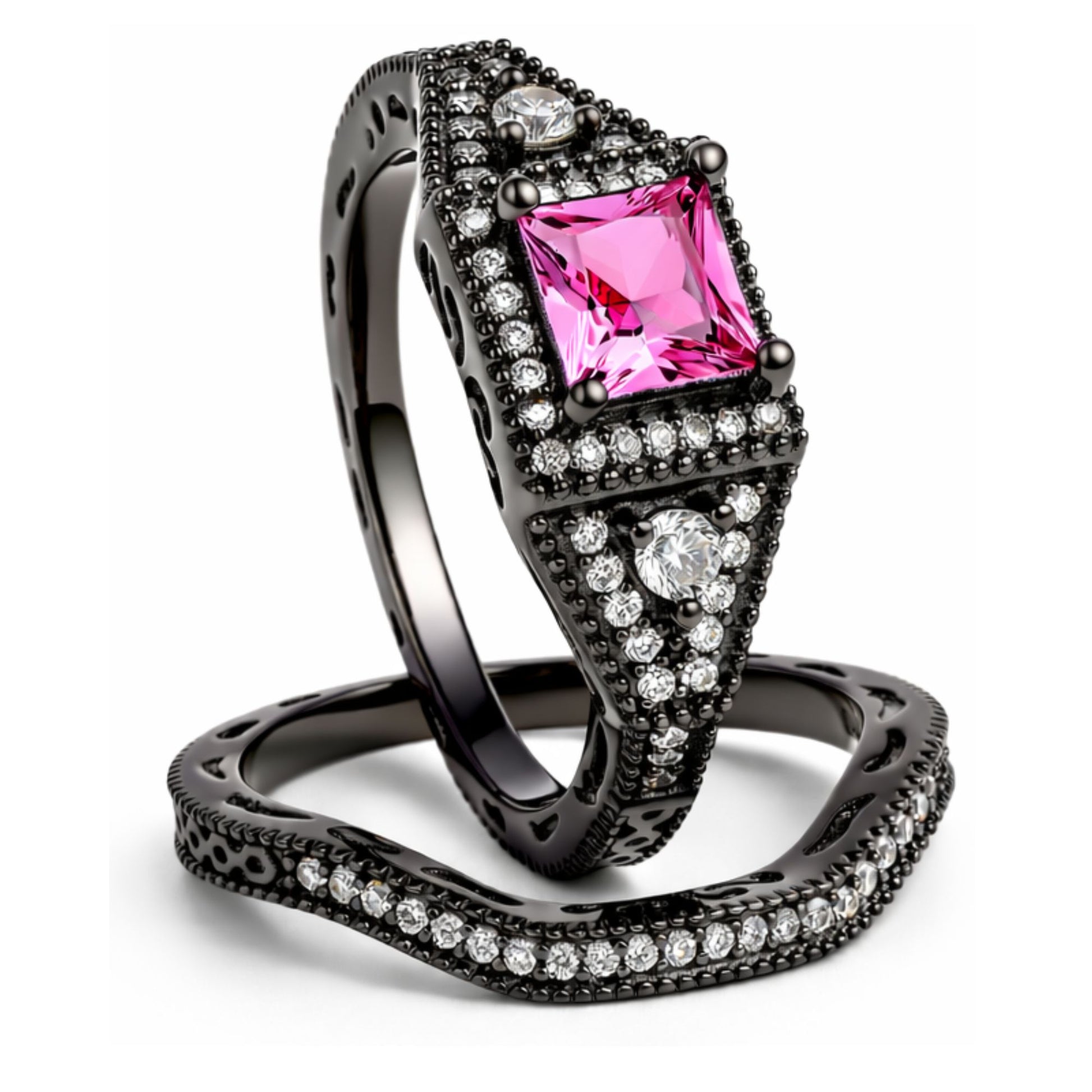 DanielleWeddingRingSetforWomenCZBlackEngagementGingerLyneCollection_Pink-1