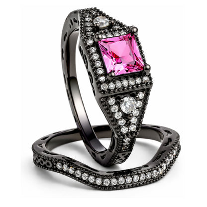 DanielleWeddingRingSetforWomenCZBlackEngagementGingerLyneCollection_Pink-1