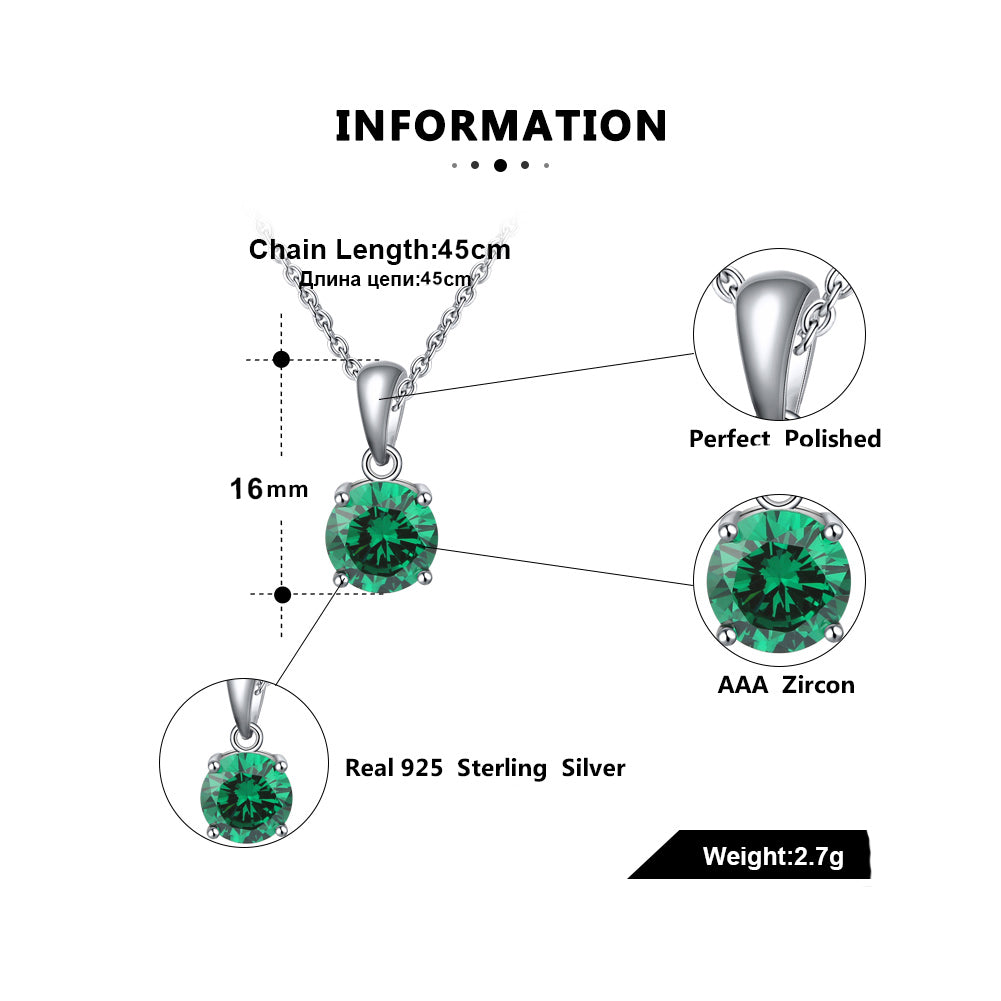 Solitaire Birthstone Necklace for Women Cz Sterling Silver Ginger Lyne Collection - Janurary-Garnet Red
