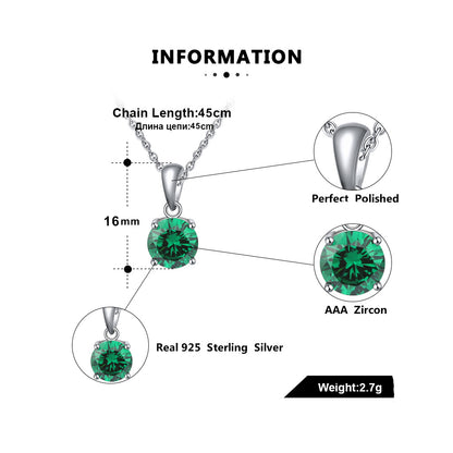 Solitaire Birthstone Necklace for Women Cz Sterling Silver Ginger Lyne Collection - Janurary-Garnet Red