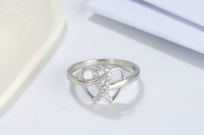 Infinity Heart Promise Ring for Women Silver Cubic Zirconia Ginger Lyne Collection