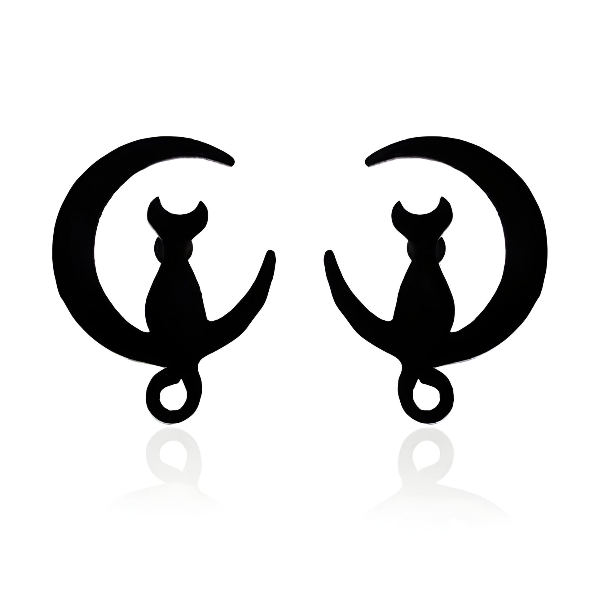 GingerLyneCatMoonEarringsforWomenStainlessSteelKittyStudsPetJewelryGiftsforHer_Black-1