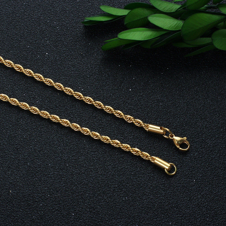 Gold Twisted Rope Chain Necklace Hip Hop Men Women Ginger Lyne Collection