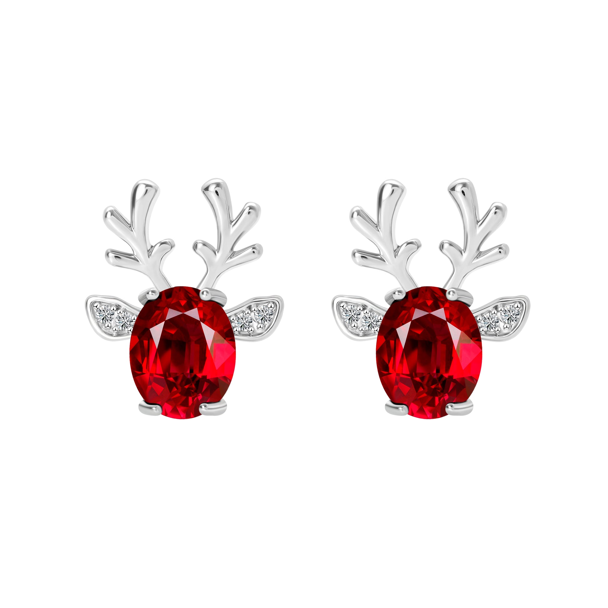 ReindeerStudEarringsforWomenWhiteGoldPlatedCZChristmasJewelryGingerLyneCollection_Red-1