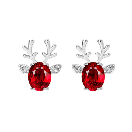 ReindeerStudEarringsforWomenWhiteGoldPlatedCZChristmasJewelryGingerLyneCollection_Red-1