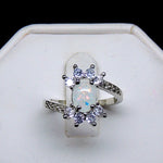 Load image into Gallery viewer, Zaire Statement Ring Created Fire Opal Clear CZ Womens Ginger Lyne Collection - 10
