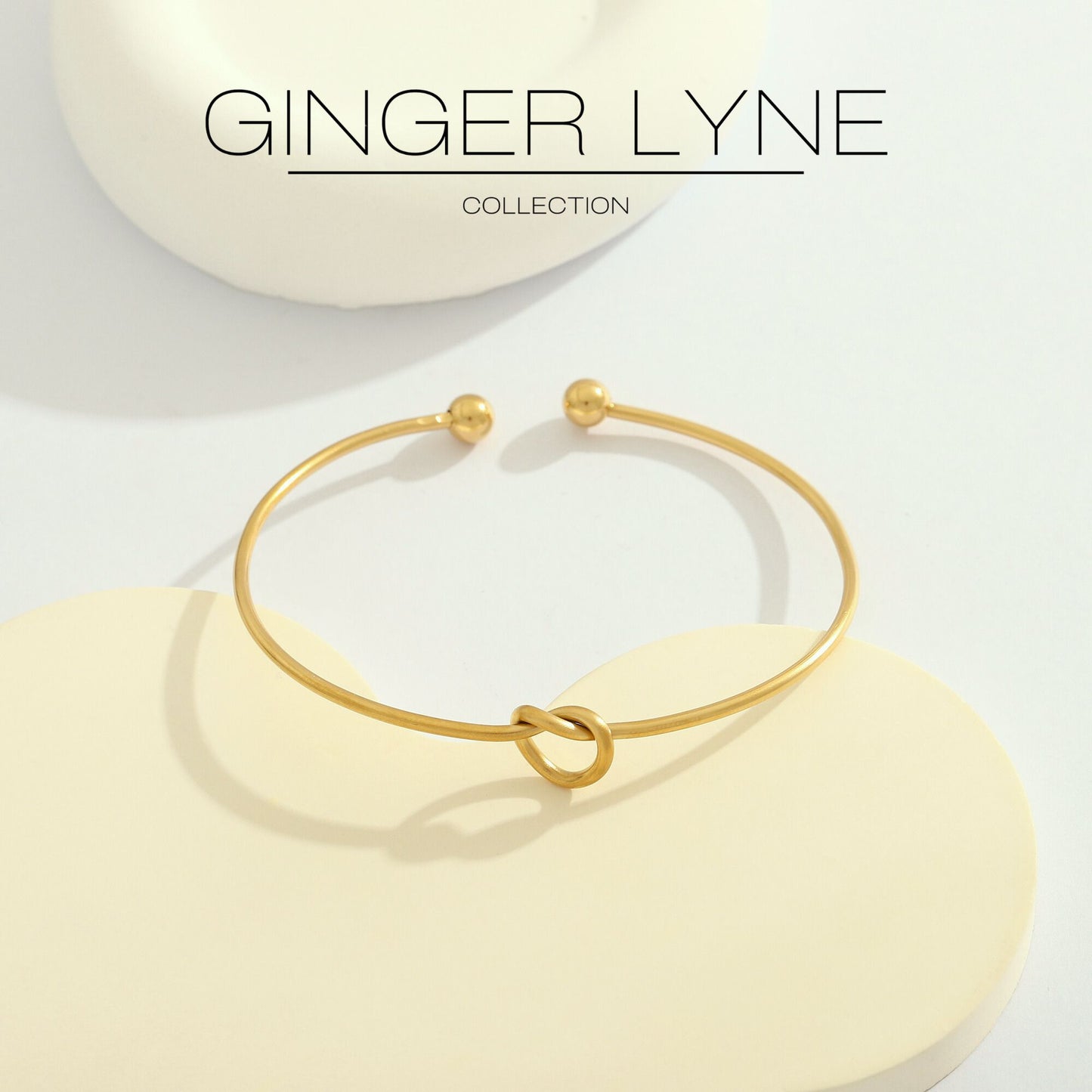LoveKnotBraceletforWomenorMenbyGingerLyneBridalPartyGiftsLargeAdjustableBangle_Gold-2