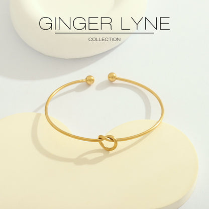 LoveKnotBraceletforWomenorMenbyGingerLyneBridalPartyGiftsLargeAdjustableBangle_Gold-2