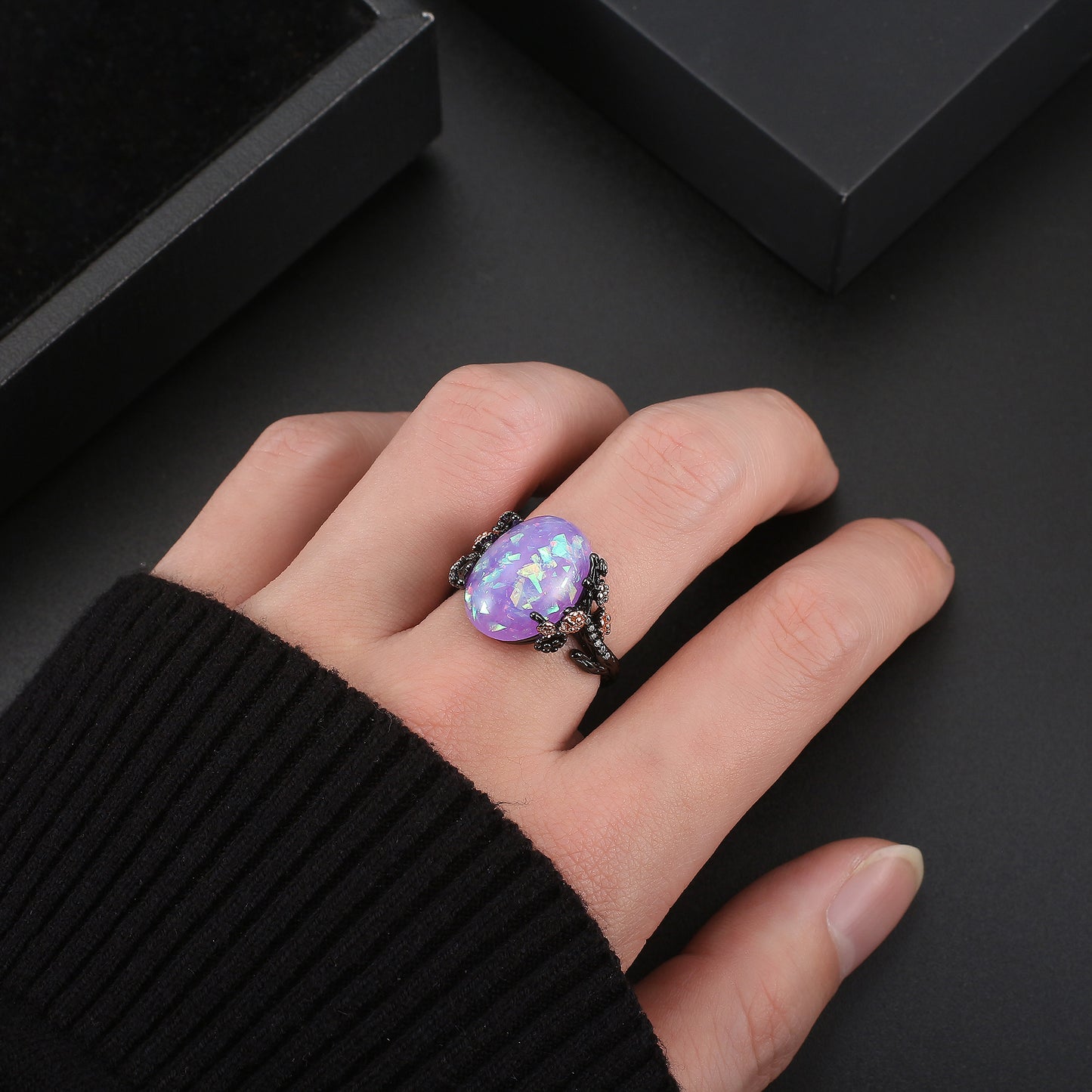 Henrietta Fire Opal Engagement Ring for Women Promise Ginger Lyne Collection