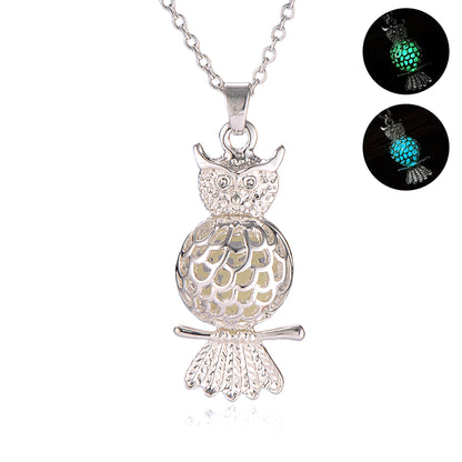 Owl Glow in Dark Necklace Silver Plated Women Ginger Lyne Collection