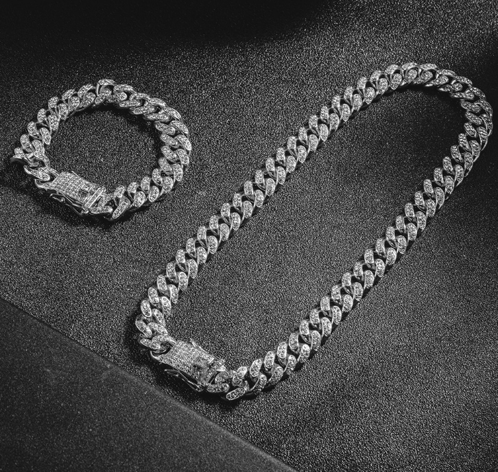 Gold Cuban Link Chain Necklace Iced Out Hip Hop Men Women Ginger Lyne Collection - 30 Inch Silver