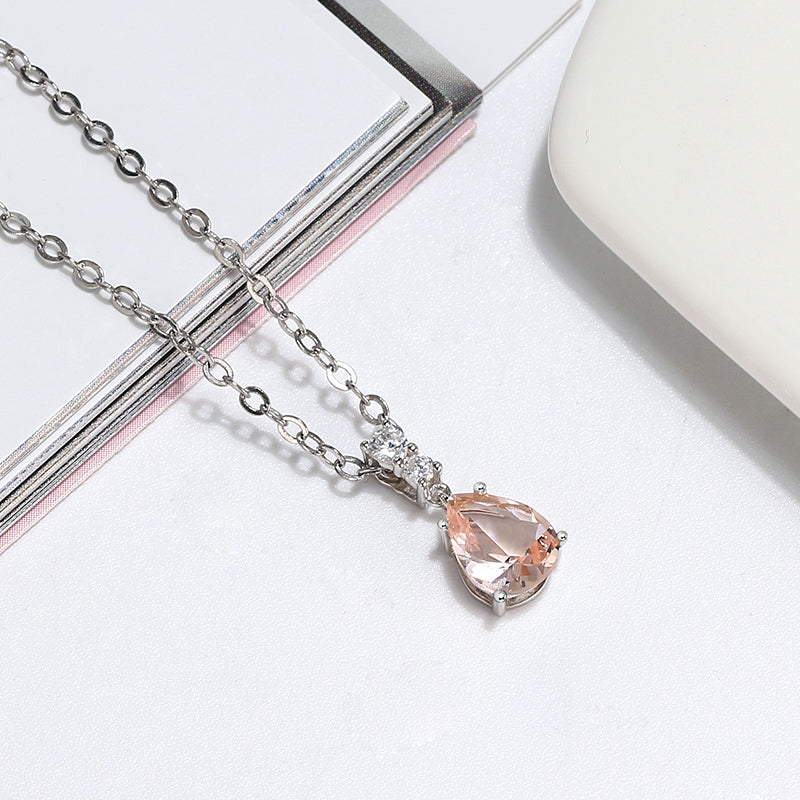 Champagne Pendant Necklace for Women Pear  Cz Sterling Silver Ginger Lyne Collection