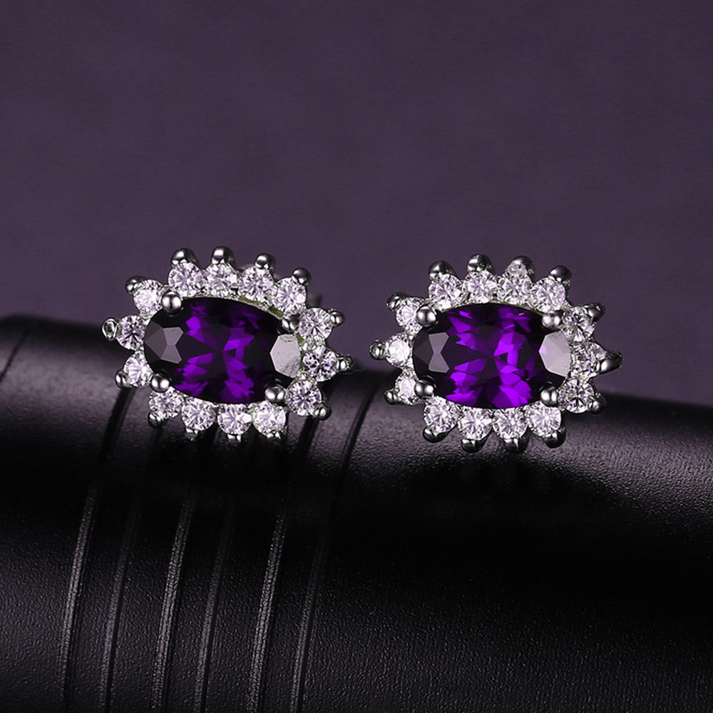 Kate Sterling Silver Purple Clear CZ Stud Earrings Womens Ginger Lyne Collection - purple
