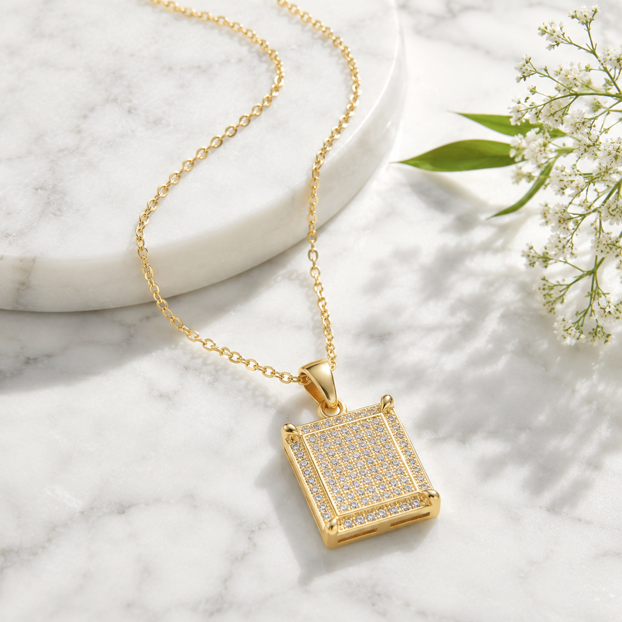 Angelica Necklace Womens Gold Plate Cubic Zirconia Pendant Ginger Lyne Collection - Gold