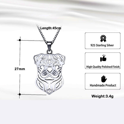 Pug Dog Sterling Silver Pendant Necklace Earrings Set Womens Ginger Lyne Collection