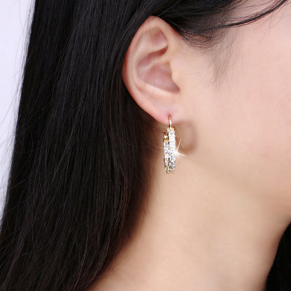 Hoop Earrings for Women Princess Cubic Zirconia White Gold Plated Ginger Lyne Collection - Gold