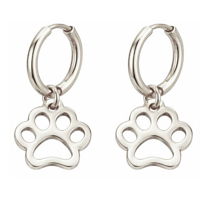 DogPawCharmDangleHuggieHoopEarringsforWomenbyGingerLyne16mmStainlessSteel_SilverTone-1