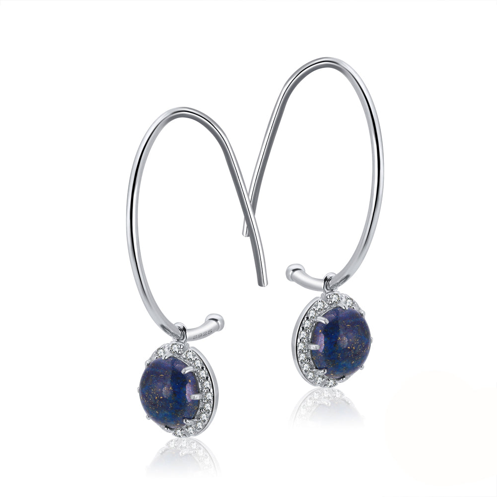 Drop Hook Earrings for Women Sterling Silver Cubic Zirconia Charm Ginger Lyne Collection - Blue