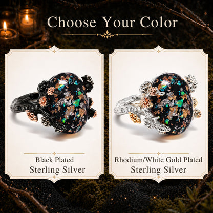 HenriettaSterlingSilverBlackTreeBranchGothicInspiredFireOpalRingforWomenbyGingerLyne_BlackSetting-5