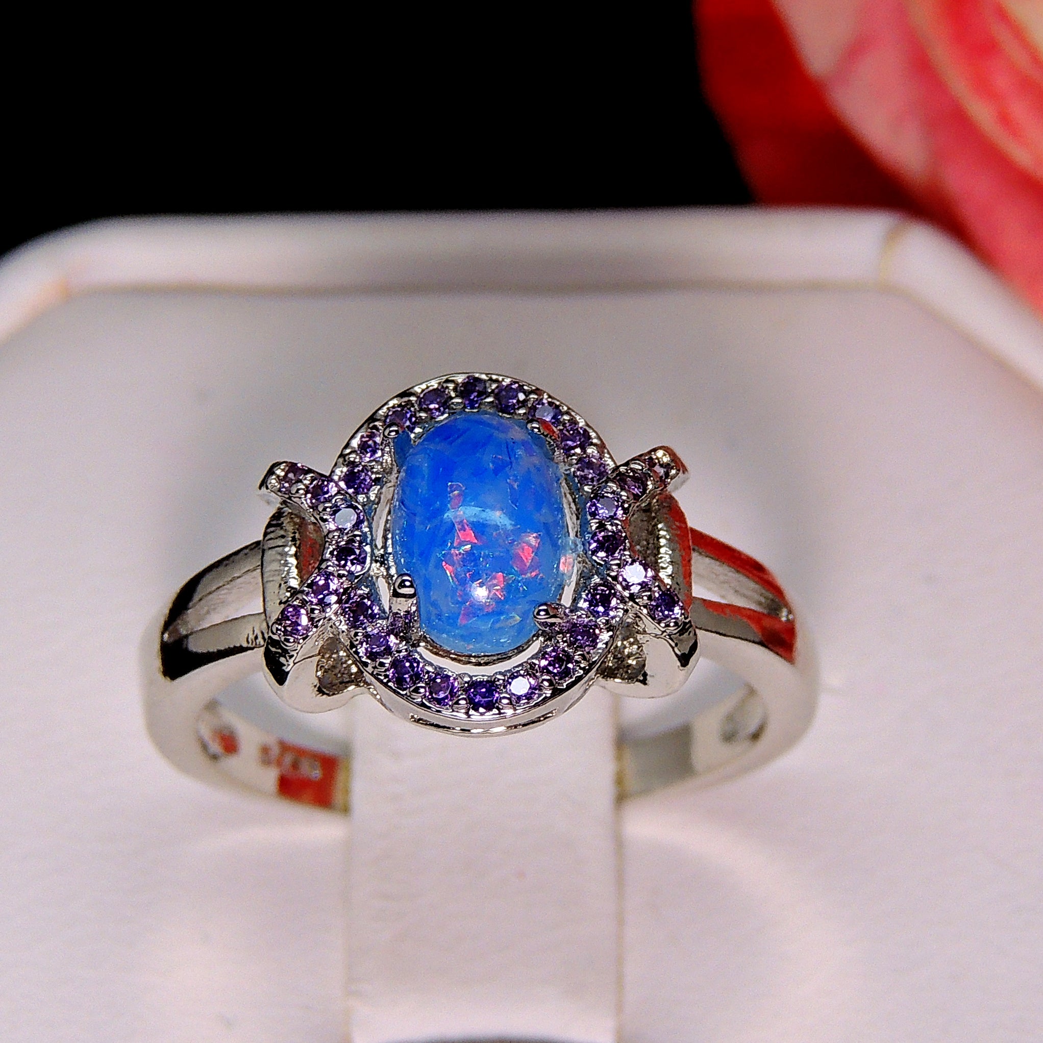 Cheyna Statement Ring Blue Fire Opal Purple CZ Ginger Lyne Collection - 10