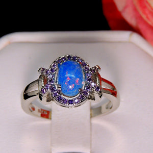 Cheyna Statement Ring Blue Fire Opal Purple CZ Ginger Lyne Collection - 10