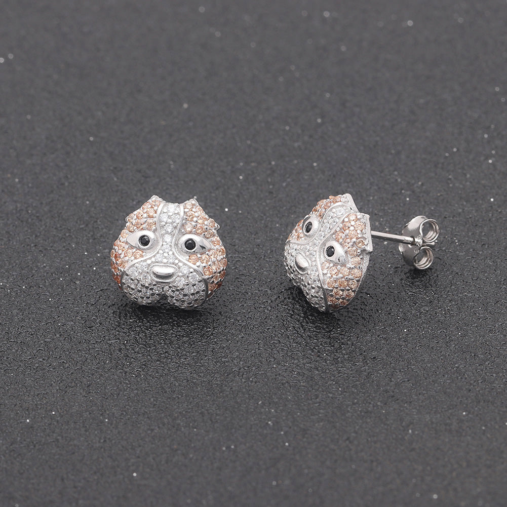 Pitbull Dog 3d Stud Earrings for Women Sterling Silver Cz Ginger Lyne Collection - 3D Earrings