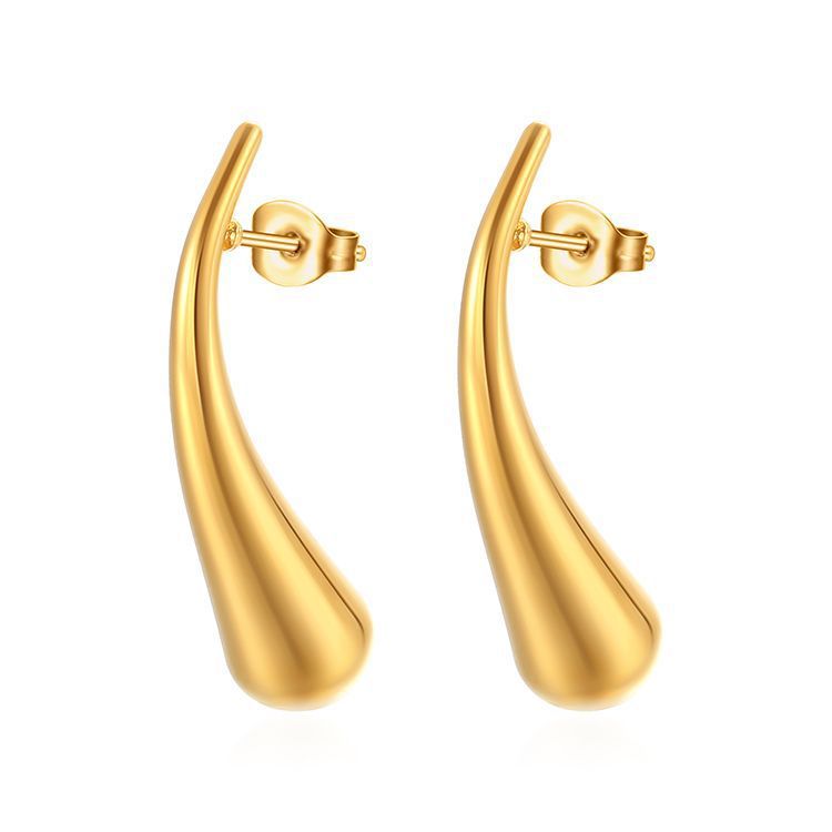 TeardropHookEarringsforWomenGoldStainlessSteelDropStudsGingerLyneCollection_Gold-1