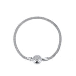 Load image into Gallery viewer, Mesh Chain Charm Bracelet Sterling Silver Cz Love Clasp Ginger Lyne Collection - 21cm Mesh
