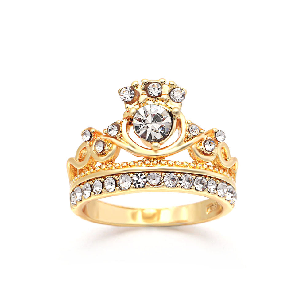 Leonor Crown Crystal Engagement Bridal Ring Womens Ginger Lyne Collection