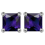 Load image into Gallery viewer, Princess 6mm Stud Earrings White Gold Plated Cz Womens Ginger Lyne Collection - Purple
