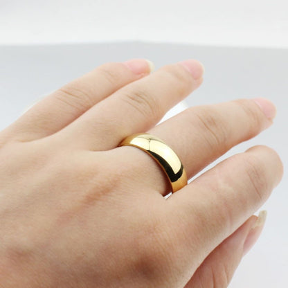 6mm Wedding Band Women Mens Gold Stainless Steel Ring by Ginger Lyne Collection - 6mm Gold,7