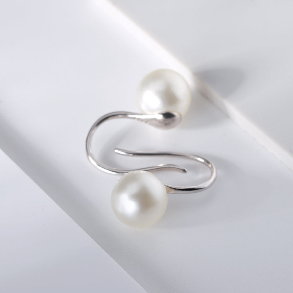 Drop Hook Earrings for Women Simulated Pearl Sterling Silver Ginger Lyne Collection - White
