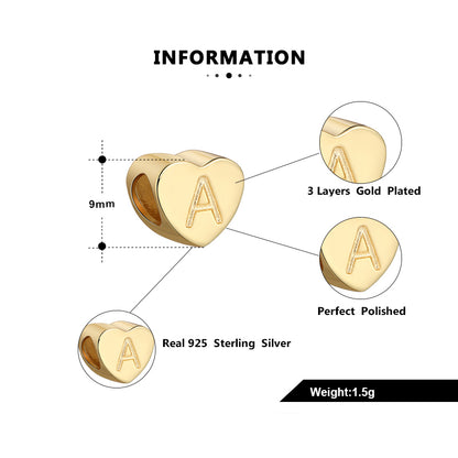 Initial Heart Charms Gold Plated  Sterling Silver Womens Ginger Lyne Collection - S