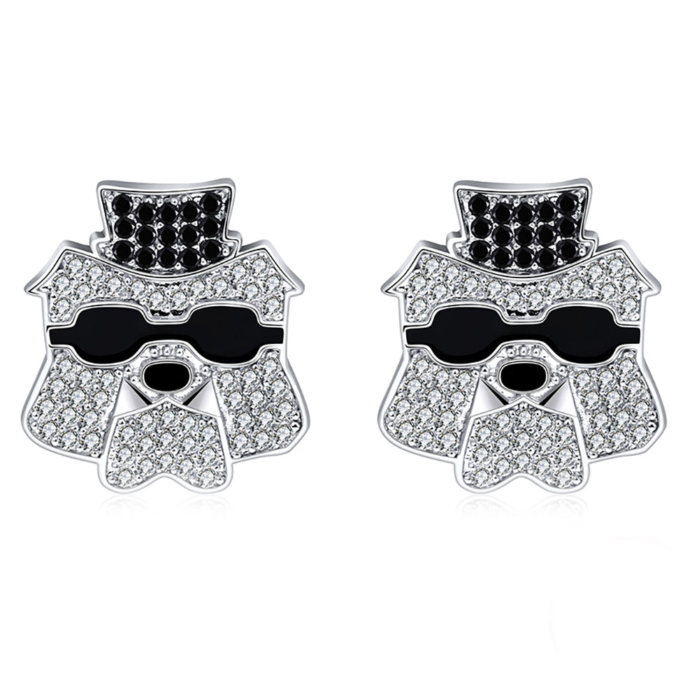 Spike Bulldog Stud Dog Earrings for Women Sterling Silver Cz Ginger Lyne Collection