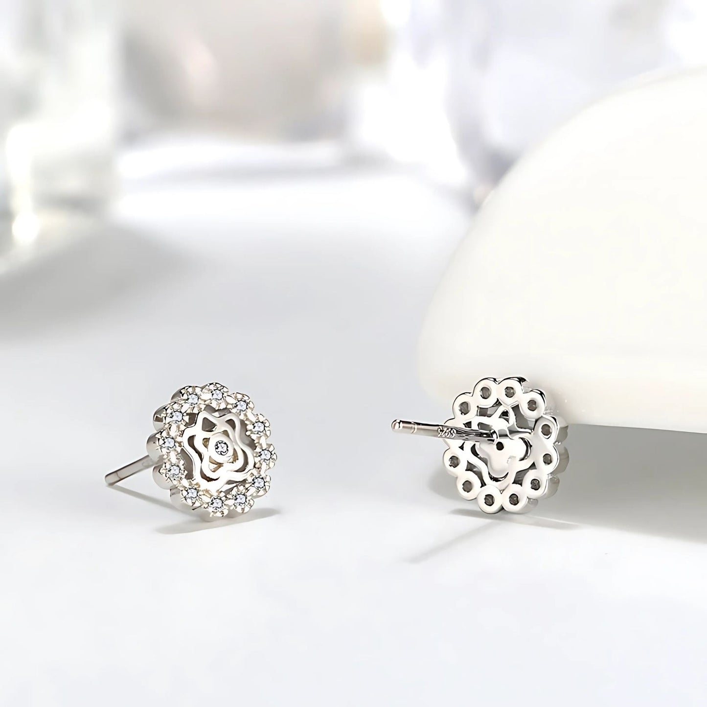 CelticStudEarringsforWomenSterlingSilverClearCzWomensGingerLyneCollection_Silver-3