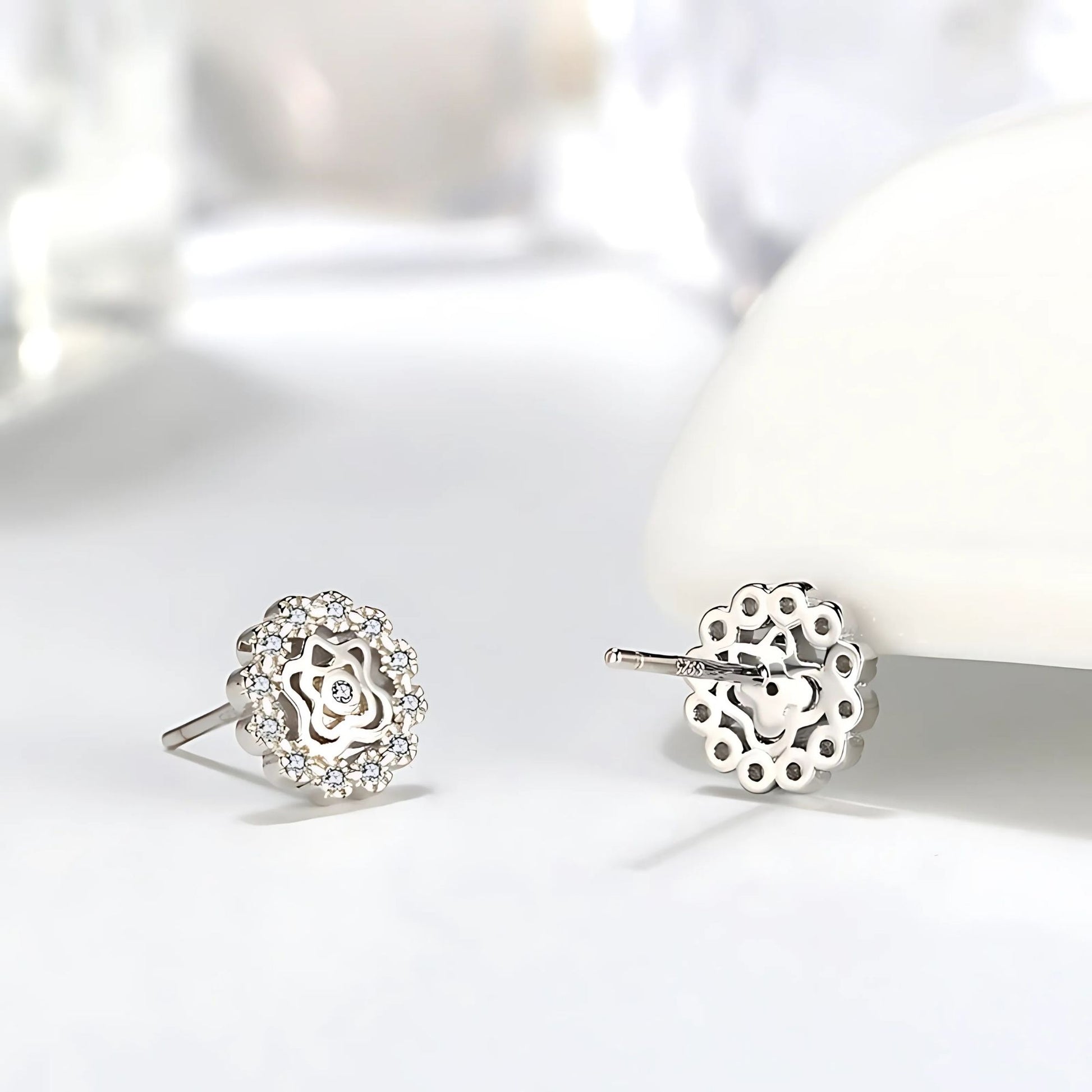 CelticStudEarringsforWomenSterlingSilverClearCzWomensGingerLyneCollection_Silver-3