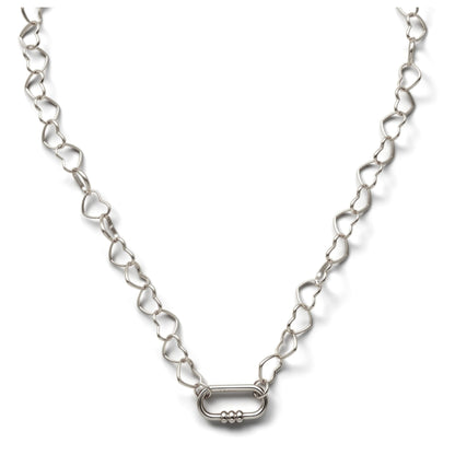 CarabinerCharmHolderNecklaceforWomenbyGingerLyneHeartChainSilverStainlessSteel18-20"easyaddCharms_Silver-HeartChain/Rect3BeadCH-1